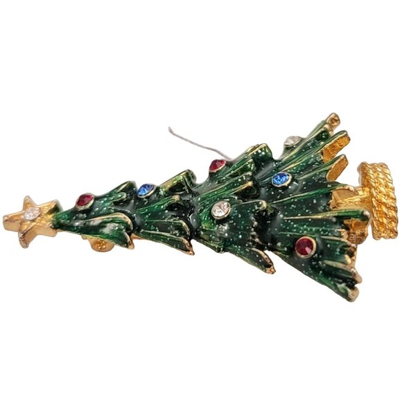 Eisenberg Ice Green Enamel Multi Color Rhinestone Christmas Tree Brooch Pin E253 - Picture 6 of 12